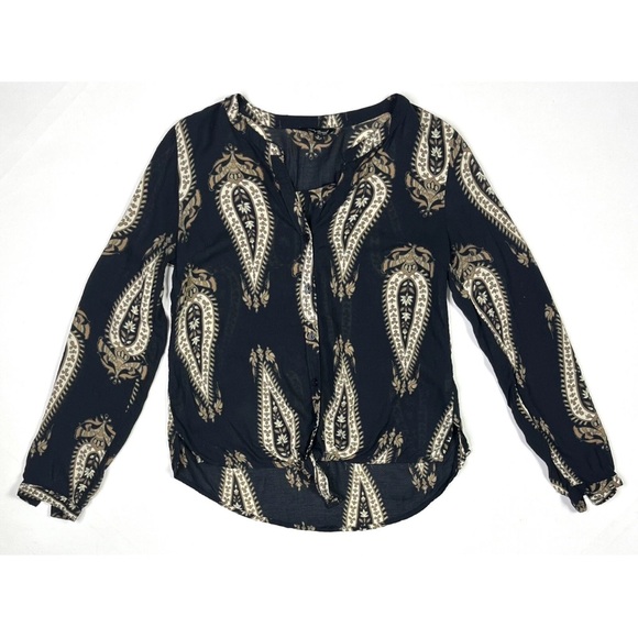 Lucky Brand Tops - Lucky Brand Tunic Top Women’s Small Tie Bottom Long Sleeve Button Up